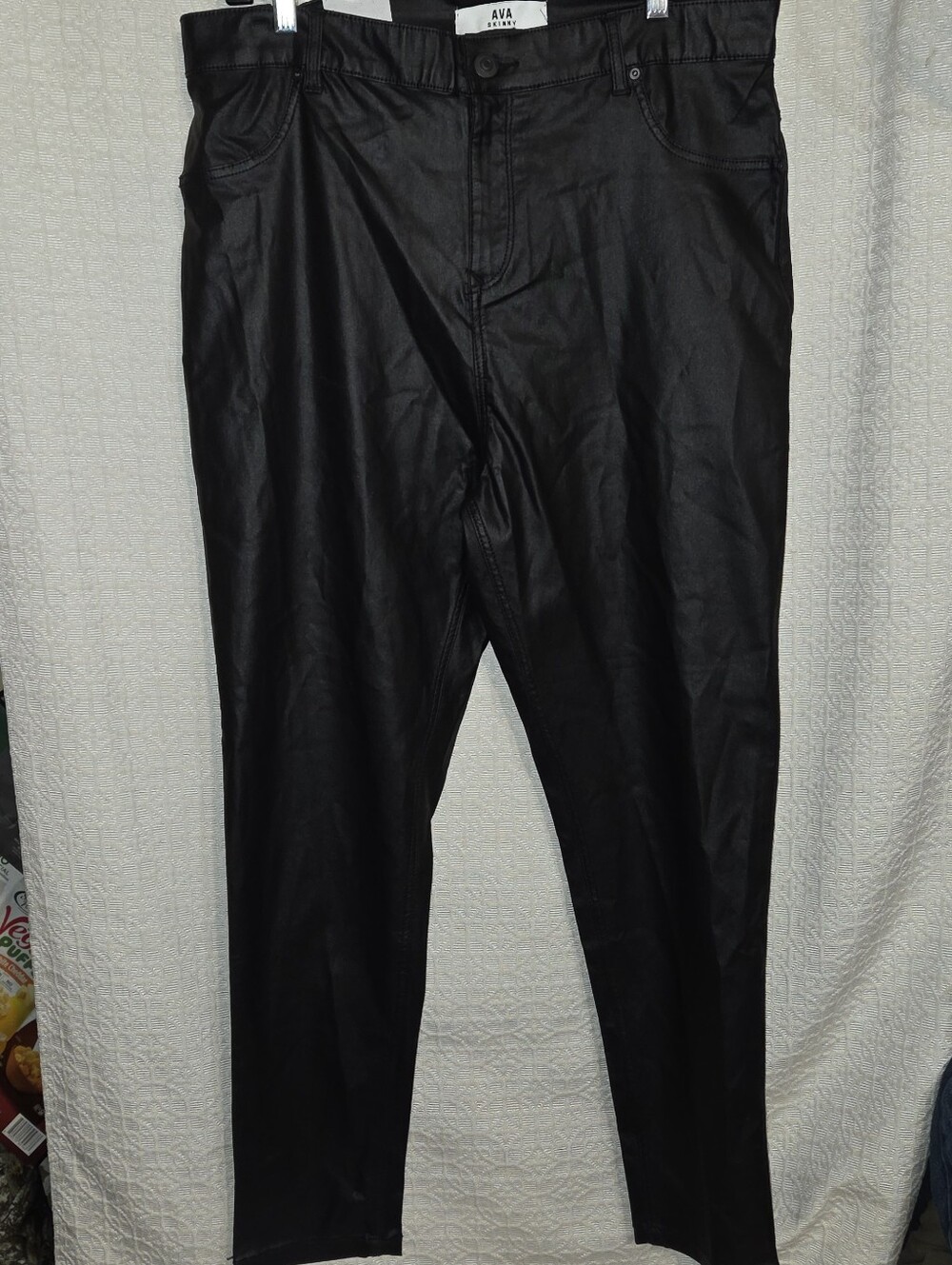 AVA & VIV Black Coated Skinny Pants